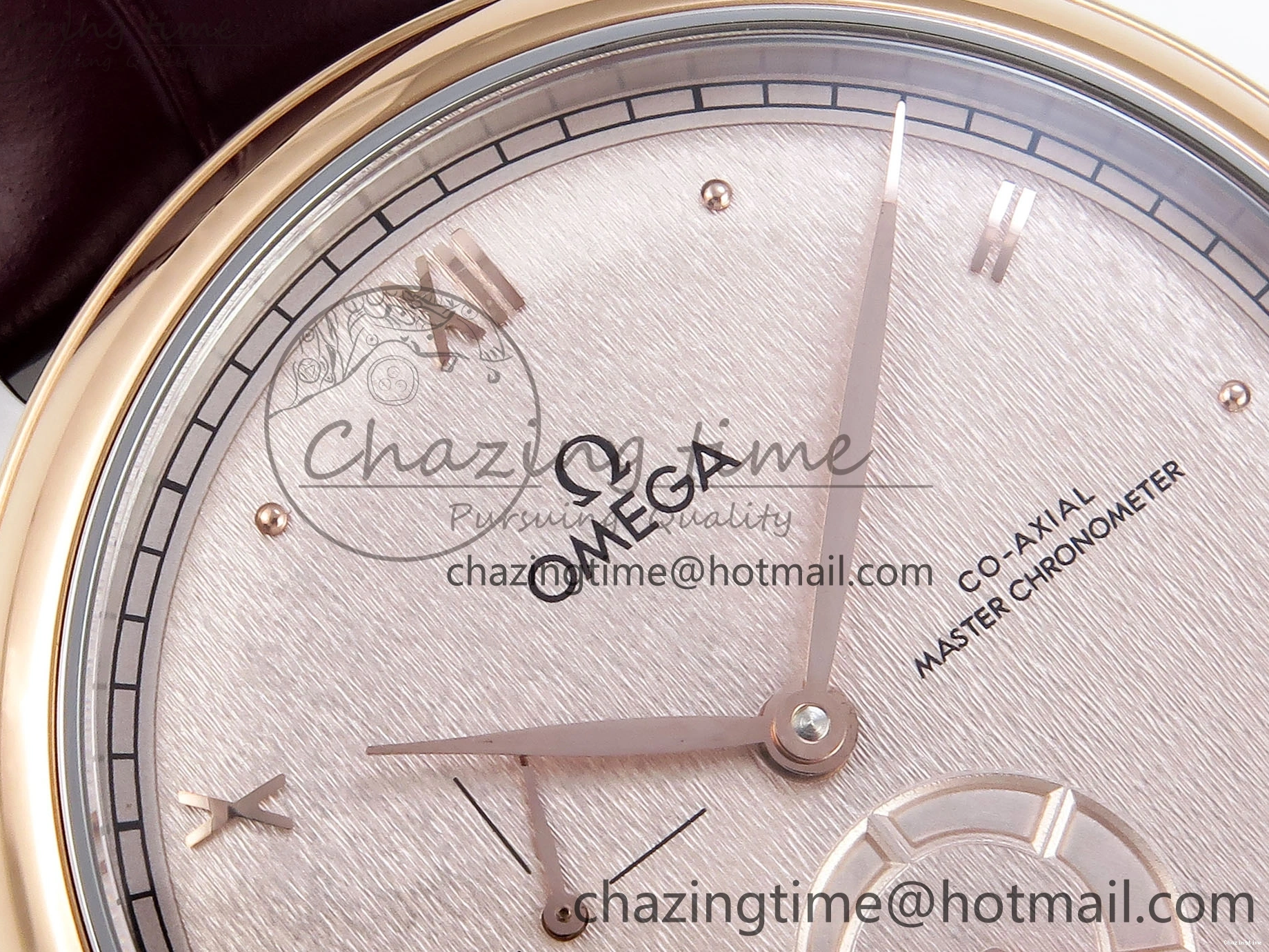 0416 QuickDry De Ville Date RG MKF 1:1 Best Edition Brown Textured Dial Diamonds Marker on Brown Leather Strap A 7747